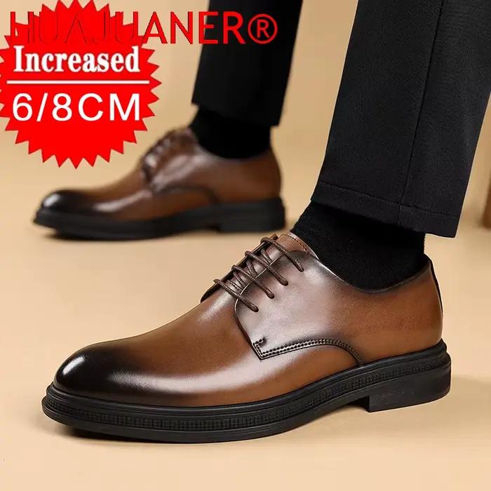 Chaussures habillées pour hommes style britannique à bout pointu et semelle épaisse