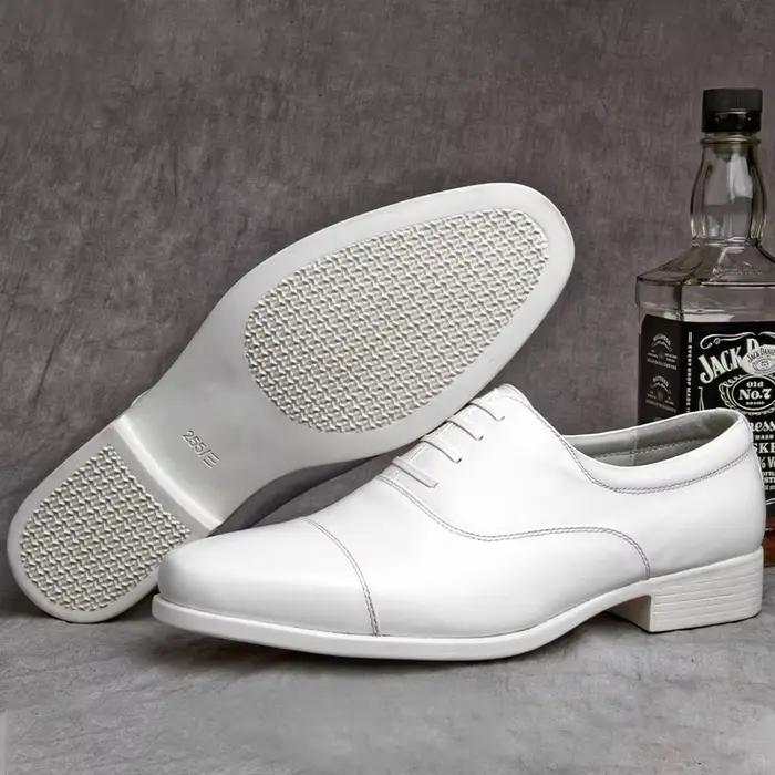 Chaussures Oxford pour hommes de haute qualité, chaussures habillées blanches pour hommes, chaussures de bureau, chaussures de mariage, lacets, bout rond, chaussures en cuir pour hommes, Chaussure Hom