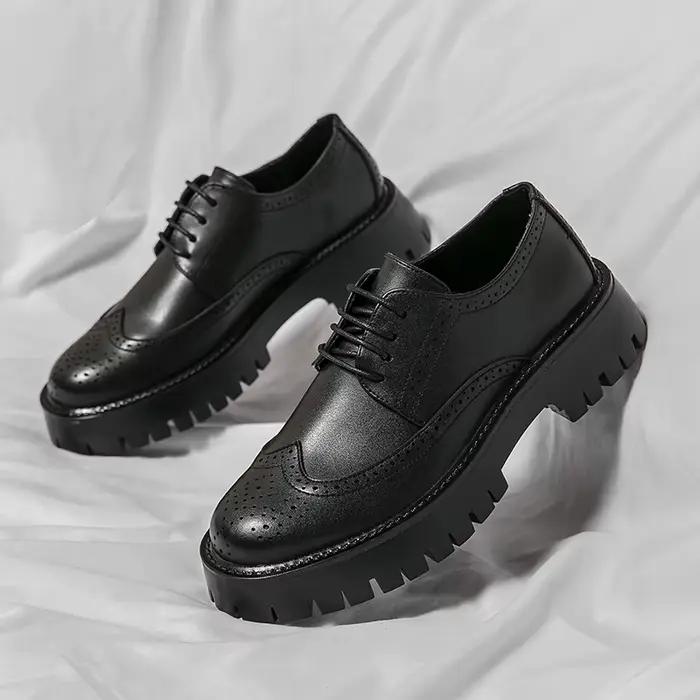 Marque de luxe richelieu chaussures pour hommes blanc à semelles épaisses décontracté Style britannique confortable