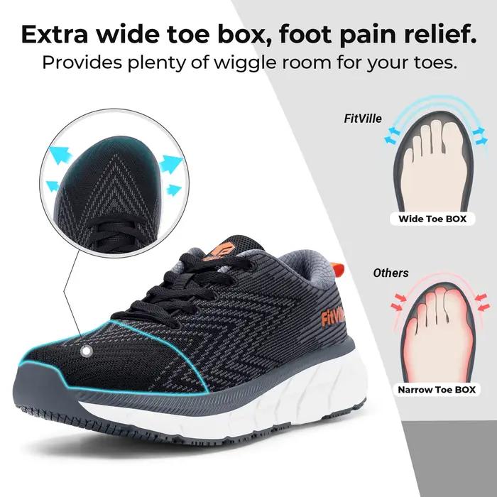 Chaussures pour hommes boîte à bout large rembourré largeur extra