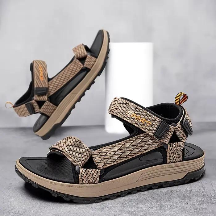 Sandales d'été pour hommes GENKCOAT style classique motif vichy confortables et élégantes pour plage et cérémonies décontractées