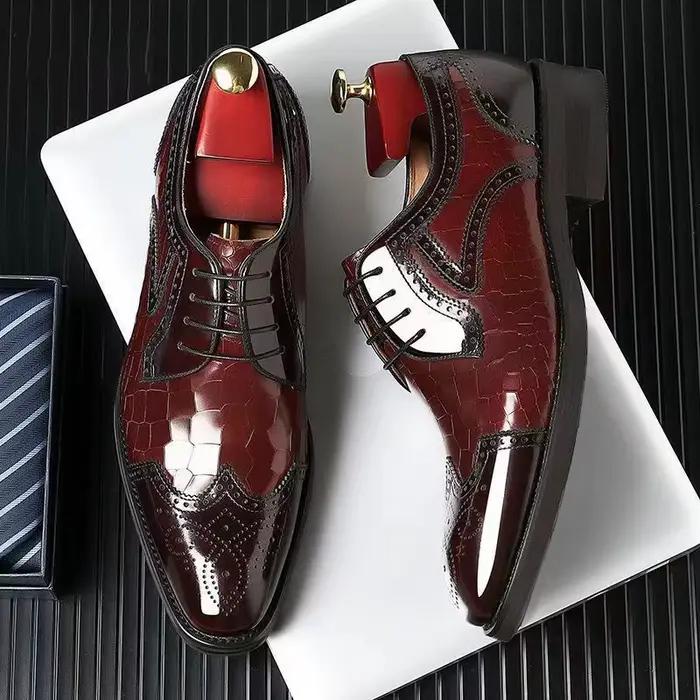 Chaussures habillées pour hommes bureau à talons hauts chaussure en cuir de mariage