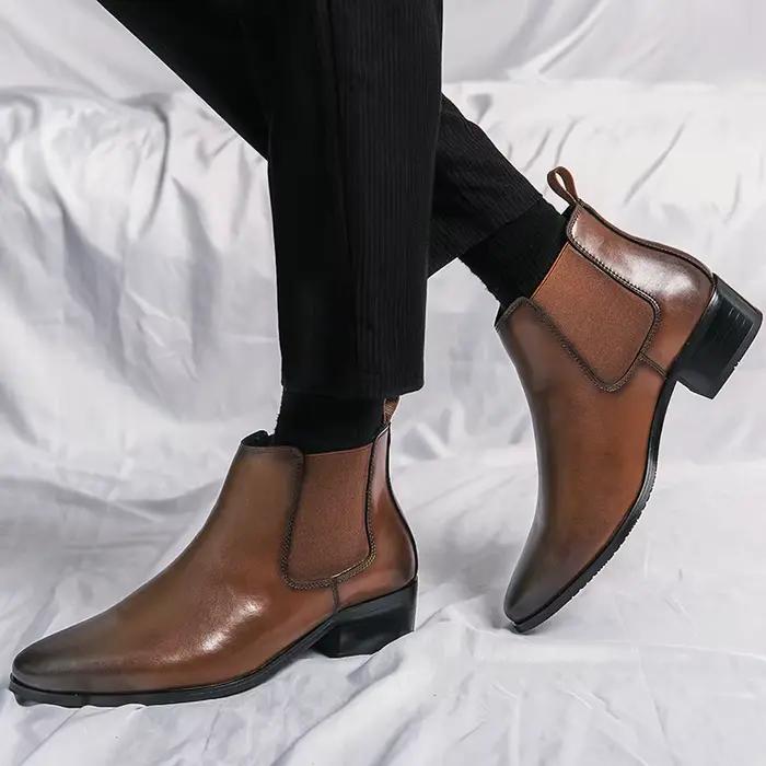 Marque de luxe classique hommes bottes à talons hauts Chelsea mode chaussures de loisirs Style britannique bottines en