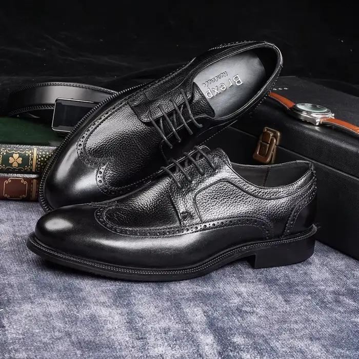 Chaussures Oxford faites à la main pour hommes, chaussures formelles classiques d'affaires en cuir véritable de vache, richelieu, 2025