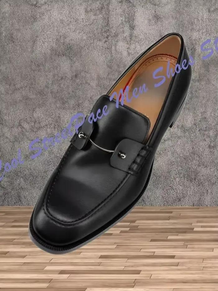 Mocassins Penny en métal pour hommes, marron et noir, en cuir lisse, à bout carré, à enfiler, chaussures habillées formelles pour le bureau et les affaires