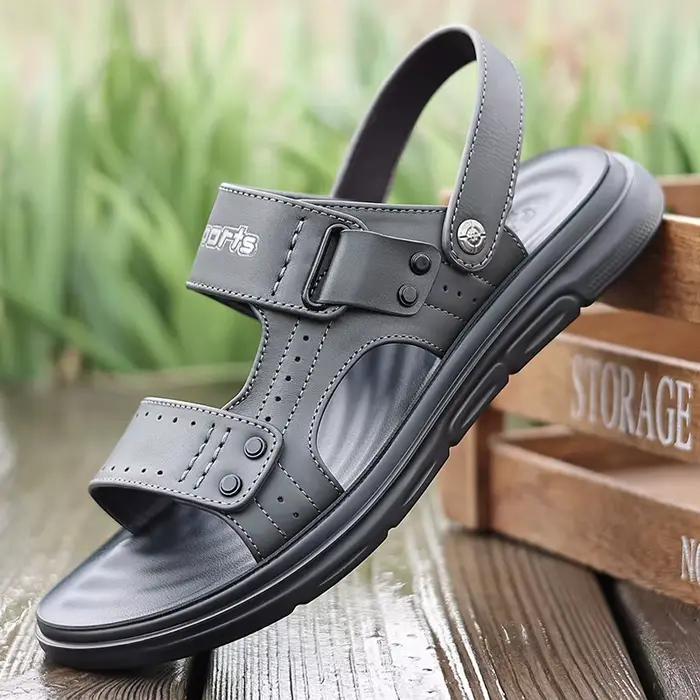 Sandales pour hommes à sangle réglable avec design perforé respirant et semelle confortable pour un usage décontracté en été
