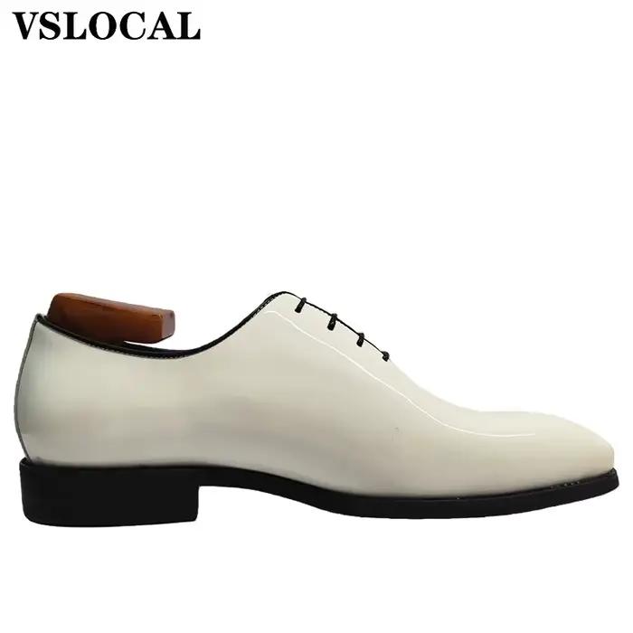 Hommes de luxe Oxford chaussures à lacets polissage en cuir véritable décontracté hommes chaussures habillées blanc mariage Banquet chaussures de fête homme