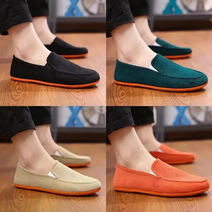 RYAMAG-Mocassins grande taille pour hommes, pantoufles plates en tissu à enfiler, chaussures de conduite, mode d'été, style doux