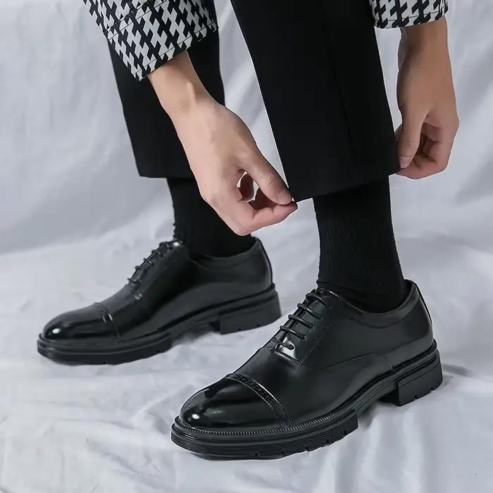 Luxe hommes plate-forme en cuir Oxford chaussures