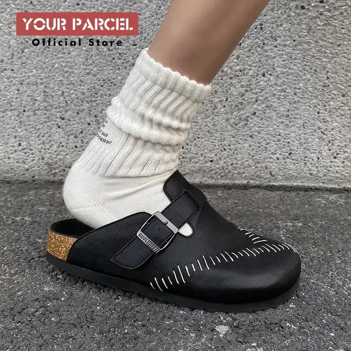 Nouvelles pantoufles d'été pour hommes avec une niche en cuir verni couture design chaussures Birken corknon