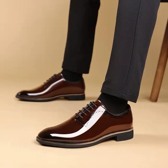 Chaussures Oxford de luxe en cuir verni pour hommes