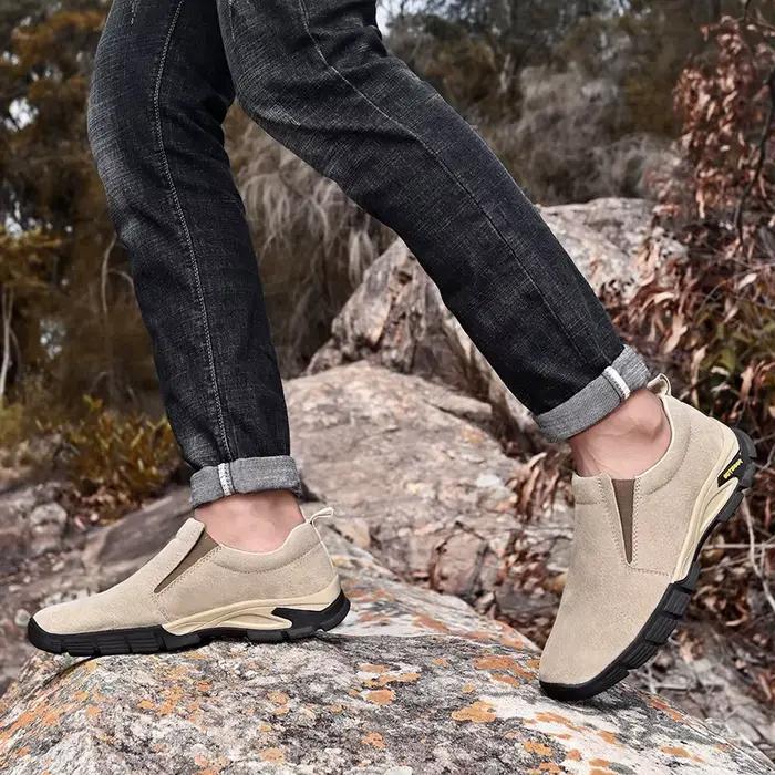 Marque chaussures pour hommes en cuir véritable chaussures décontractées en plein air hommes respirant baskets daim Original hommes mocassins mocassins baskets
