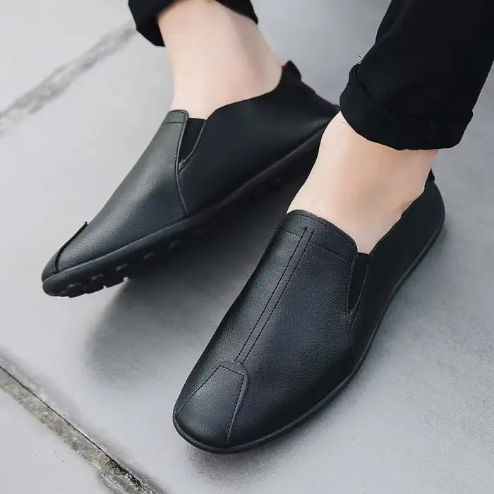 Mocassins décontractés en cuir naturel pour homme, pointure ajustée, design élégant, confortable pour conduire et occasions estivales