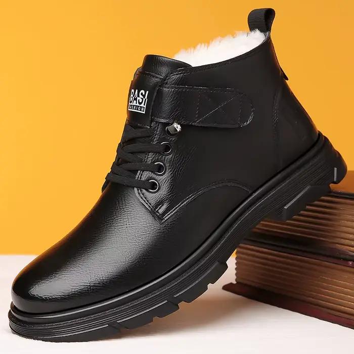 Chaussures à l'offre elles optiques en coton pour hommes, chaussures d'affaires décontractées, résistantes à l'usure, classiques, noires, haut, se vendent bien, hiver