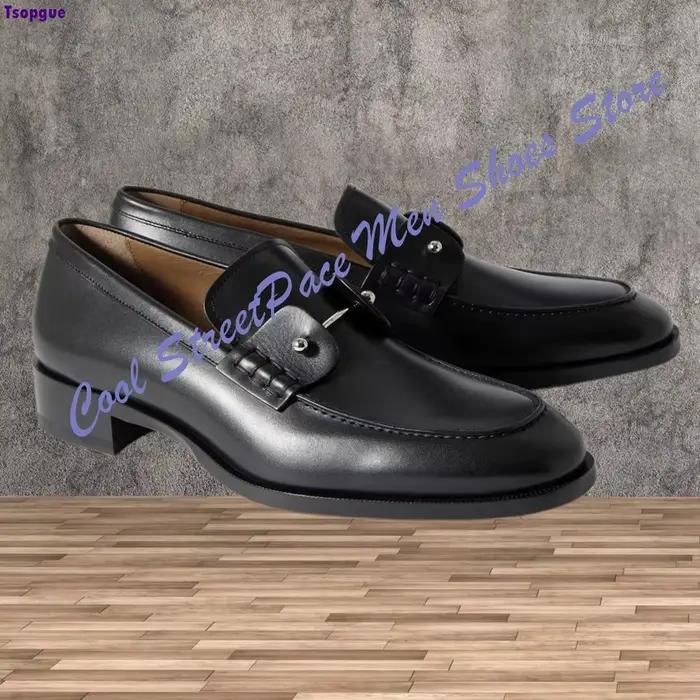 Mocassins Penny en métal pour hommes, marron et noir, en cuir lisse, à bout carré, à enfiler, chaussures habillées formelles pour le bureau et les affaires