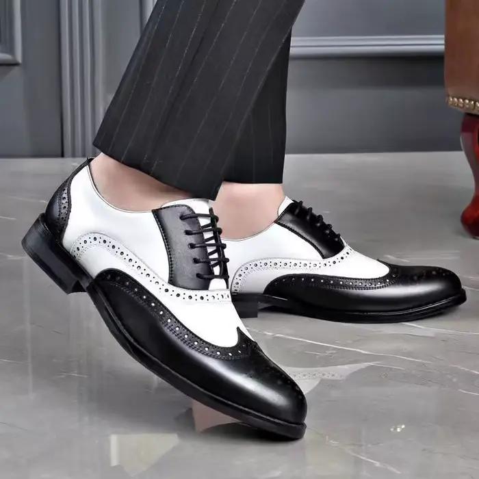 Chaussures Brogue de luxe pour hommes Oxford élégantes à bout pointu en cuir pour bureau et carrière ocassions spéciales mariage