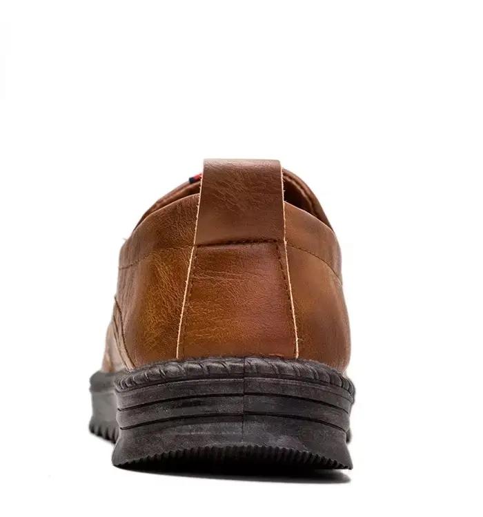 Chaussures en cuir pour hommes chaussures décontractées sans lacet en cuir souple semelle souple chaussures respirantes chaussures en cuir souple texturées à la mode