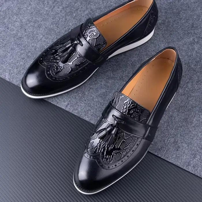 Mocassins en cuir à pampilles pour hommes