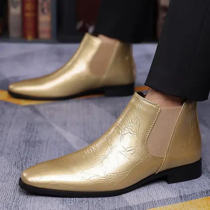 Bottines Chelsea brillantes pour hommes