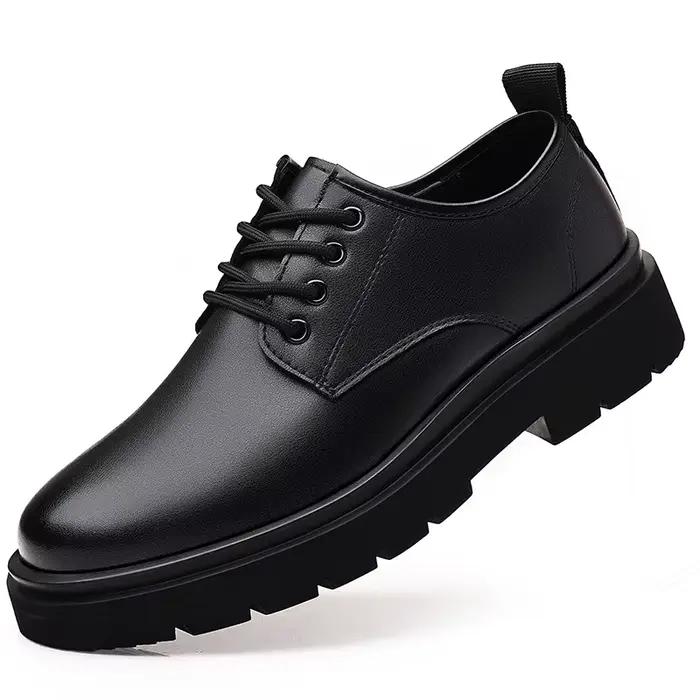 Printemps automne nouveau concepteur Derby chaussures pour hommes noir augmenter