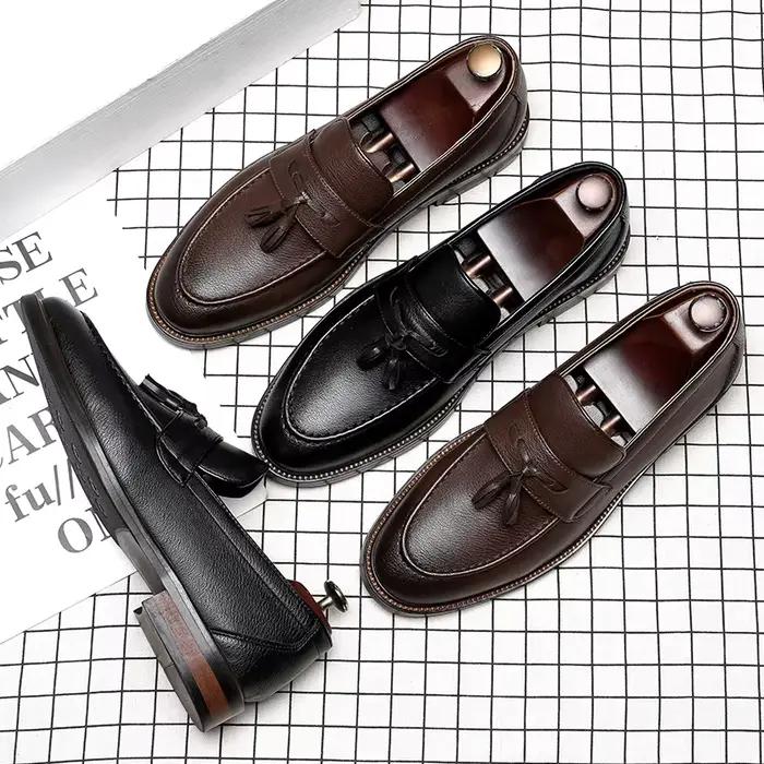 Chaussures en cuir véritable pour hommes, Oxford de haute qualité, pour l'extérieur, italien, noir, pour Jogging, robe de bureau de styliste