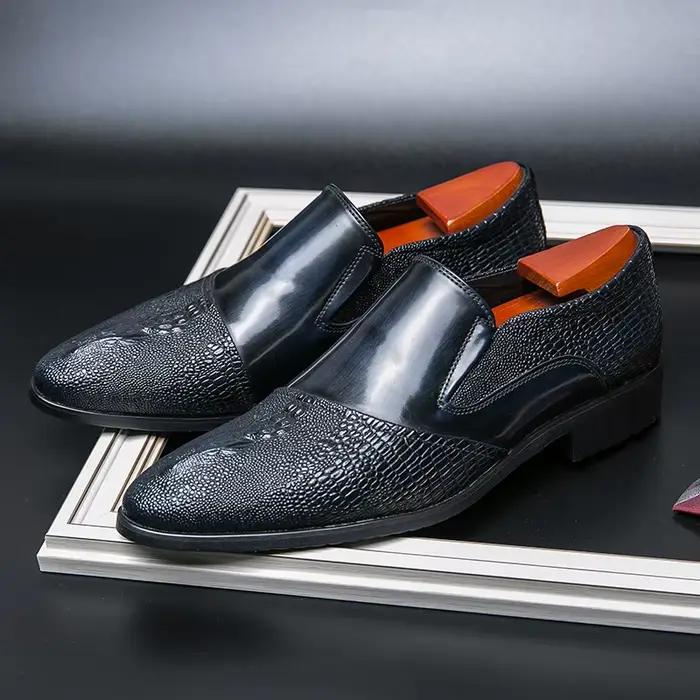 Mocassins d'affaires de luxe à motif Crocodile pour hommes, grande taille, en cuir, confortables, de styliste, chaussures à plateforme formelles pour mariage