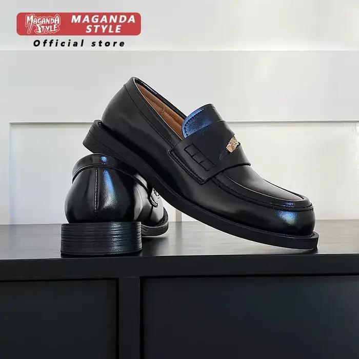 Mocassins en cuir véritable Maganda Style pour hommes élégants, chaussures habillées formelles pour bureau et carrière, occasions spéciales et déplacements