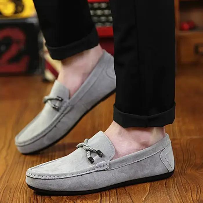 Hommes mocassins chaussures d'affaires en daim cuir semelle souple