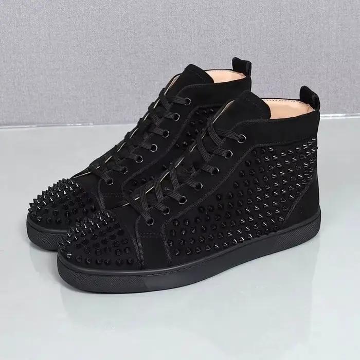 Marque italienne designer hommes bottes de luxe mode rivets chaussures scène discothèque vache daim cuir botte noir élégant cheville botas
