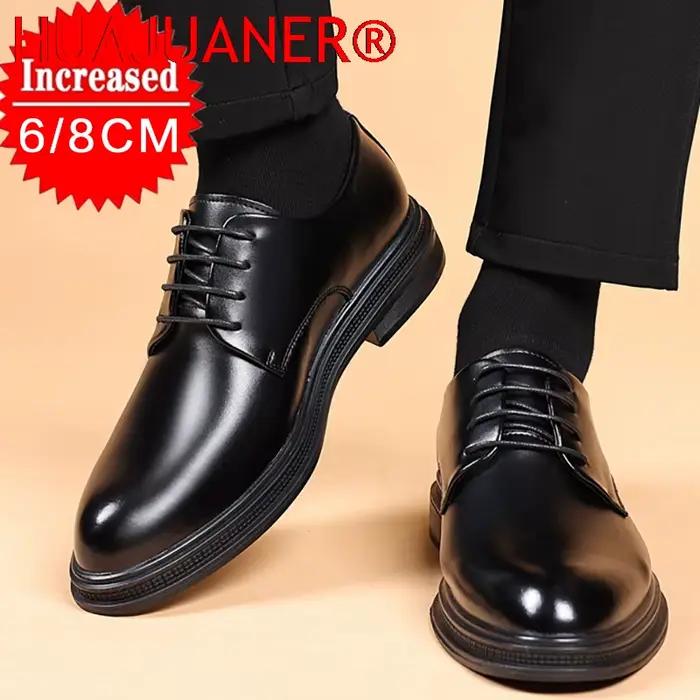 Chaussures habillées pour hommes style britannique à bout pointu et semelle épaisse