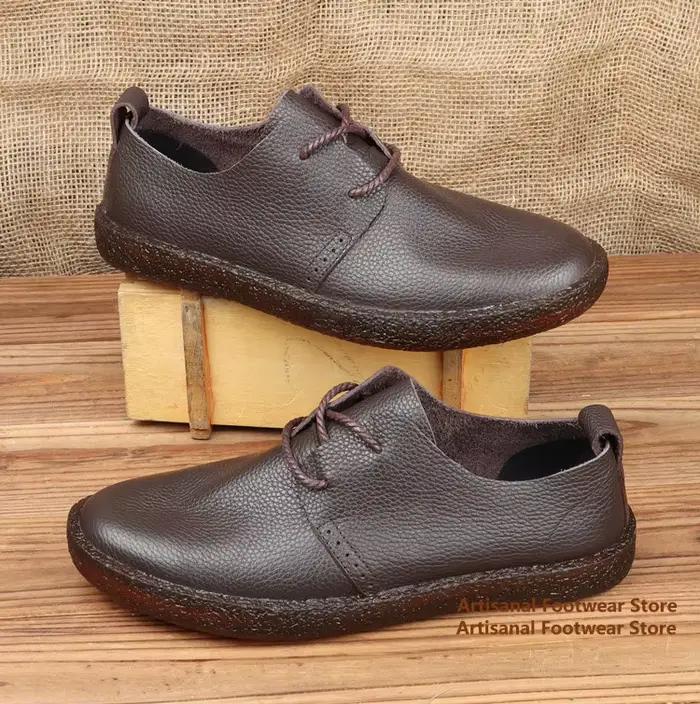 Chaussures décontractées en cuir marron/noir pour hommes