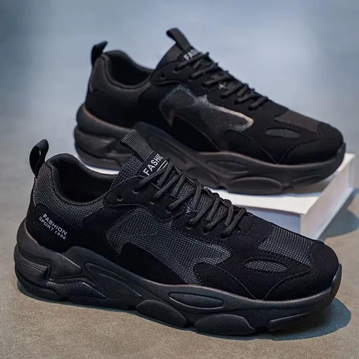 Chaussures de sport décontractées pour homme, cuir artificiel, semelle souple, antidérapantes, résistantes à l'usure, respirantes, pour course en extérieur et activités quotidiennes