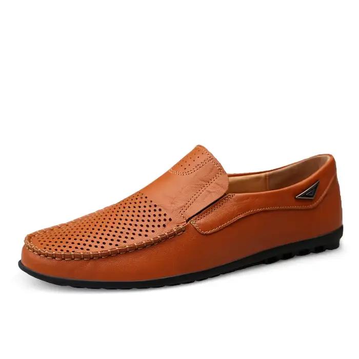 Mocassins en cuir véritable ajouré