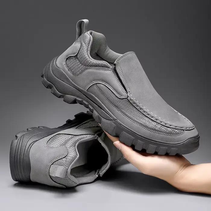Chaussures décontractées en cuir faites à la main hommes baskets en plein air