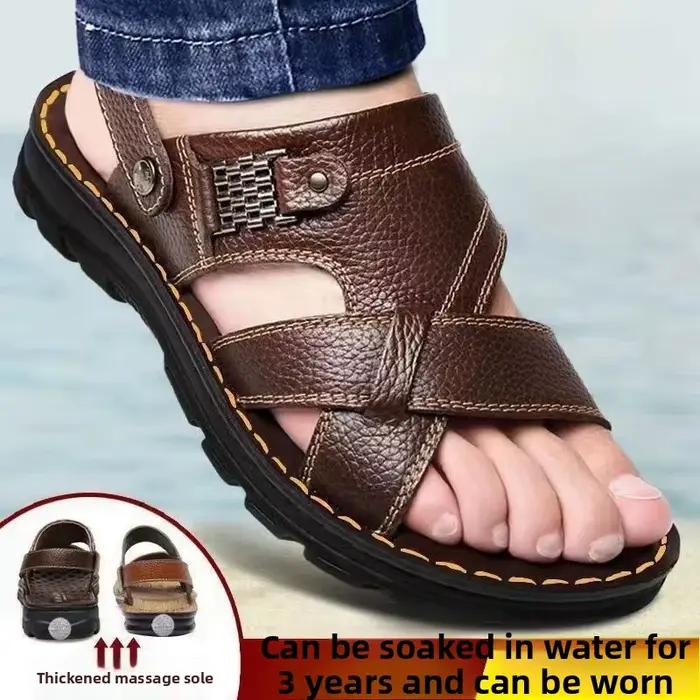 Sandales d'été pour hommes, imperméables, antidérapantes, semelle souple, pantoufles de plage à double usage, chaussures de conduite, 2025