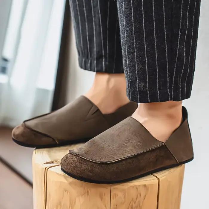 Mode hommes chaussures décontractées en cuir souple confort homme mocassins en plein air marche demi pantoufles