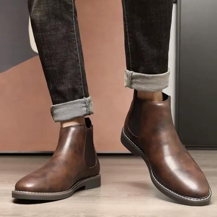 Bottines Chelsea en cuir pour hommes