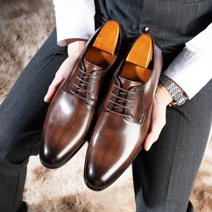 Chaussures en cuir Oxford à lacets pour hommes