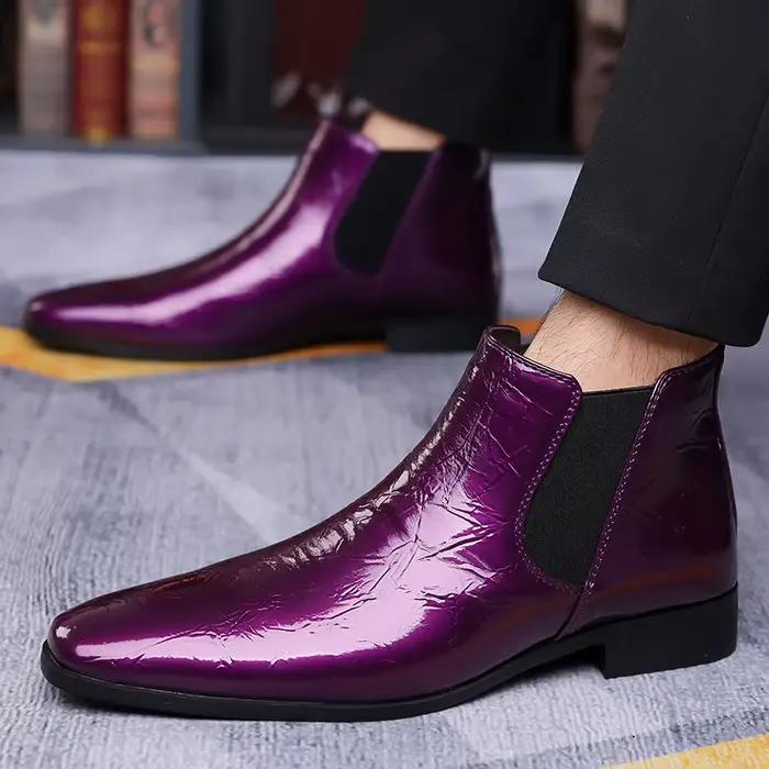 Bottines Chelsea brillantes pour hommes