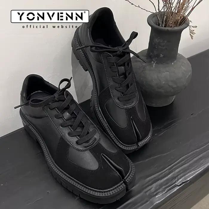 Tabi chaussures d'entraînement allemandes pour hommes en cuir mat épissage rétro