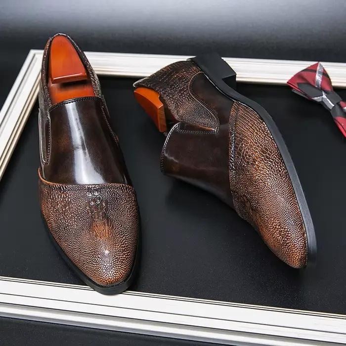 Mocassins d'affaires de luxe à motif Crocodile pour hommes, grande taille, en cuir, confortables, de styliste, chaussures à plateforme formelles pour mariage