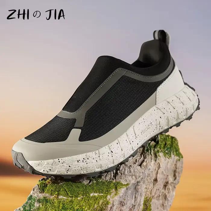 Chaussures de course tout-terrain à enfiler pour hommes, baskets d'alpinisme et de randonnée, à semelles épaisses, à la mode, automne et hiver