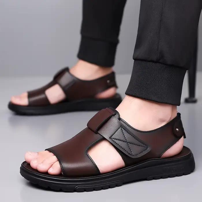Sandales d'été tendance pour hommes – Chaussures de plage à semelle épaisse et souple – Chaussons d'extérieur