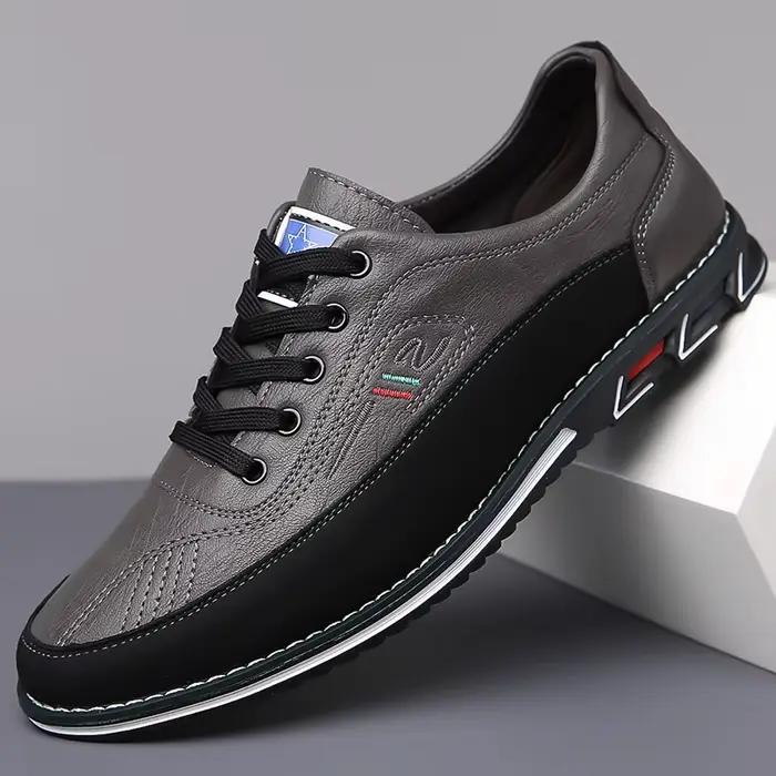 Chaussures légères à lacets en cuir PU pour hommes, baskets respirantes, chaussures décontractées, sports de plein air, durables, été, grande taille 52, 2024