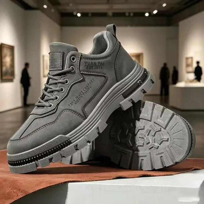 Chaussures décontractées à plateforme épaisse pour hommes LOEIKAN - Baskets de travail à lacets avec semelle
