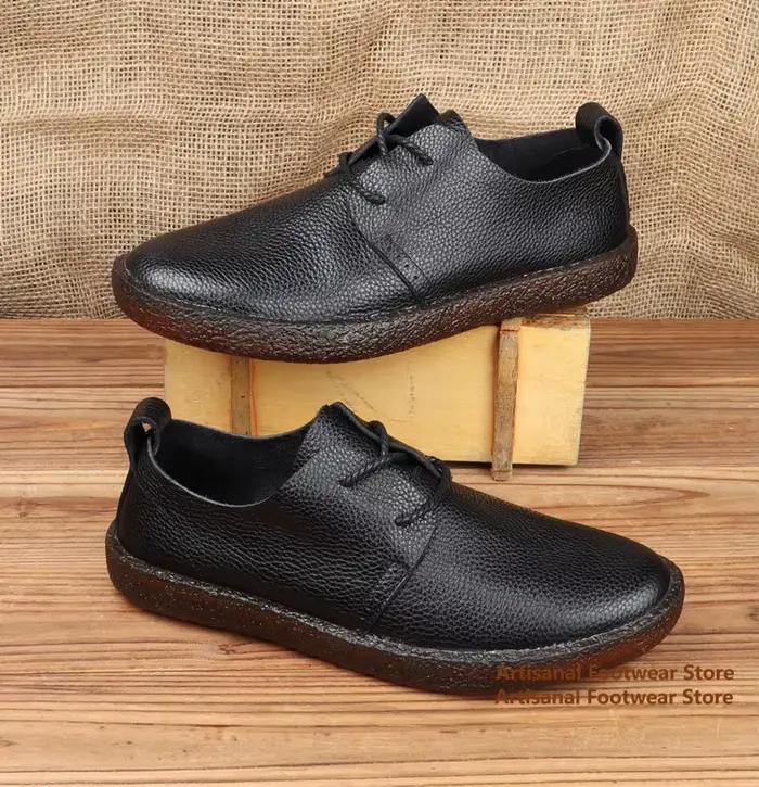 Chaussures décontractées en cuir marron/noir pour hommes