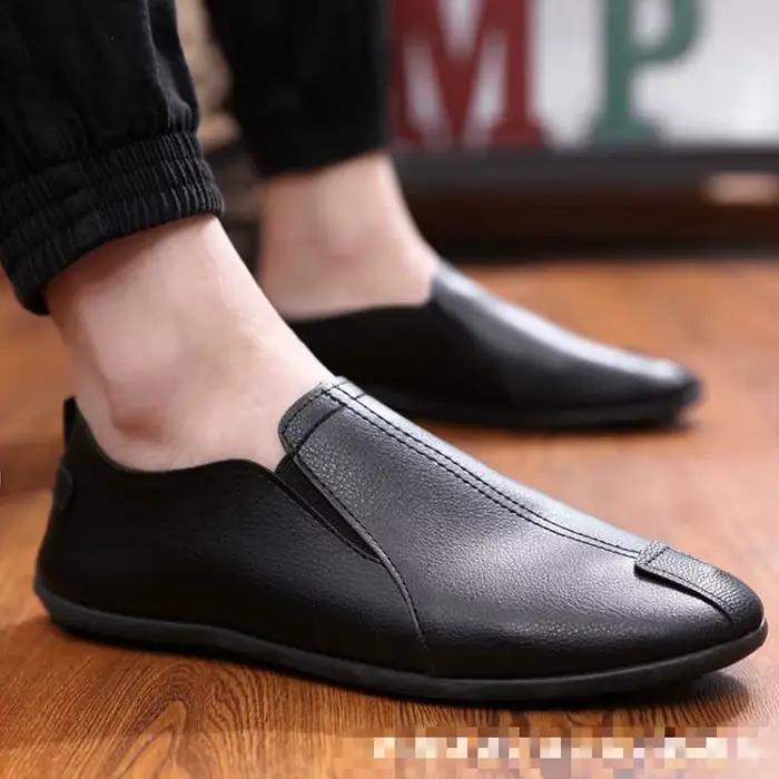 Mocassins décontractés en cuir naturel pour homme, pointure ajustée, design élégant, confortable pour conduire et occasions estivales
