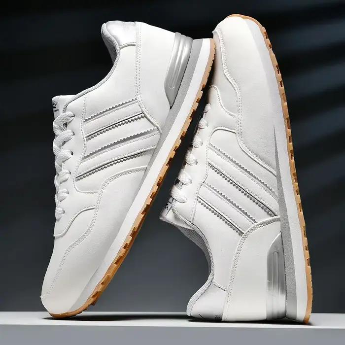 Chaussures PUAMSS en cuir artificiel pour homme, baskets de course respirantes et légères pour printemps et automne, idéales pour les courses, randonnées et style décontracté