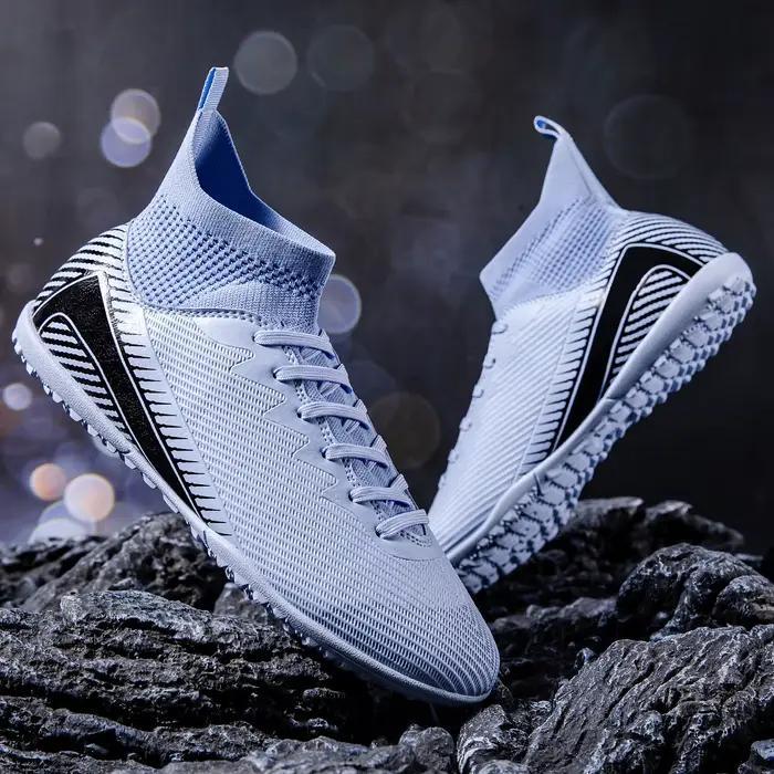 Chaussures de football TF unisexes pour adultes, tissu PU respirant, semelle en caoutchouc à crampons denses, antidérapantes, résistantes à l'usure, entraînement sur gazon artificiel