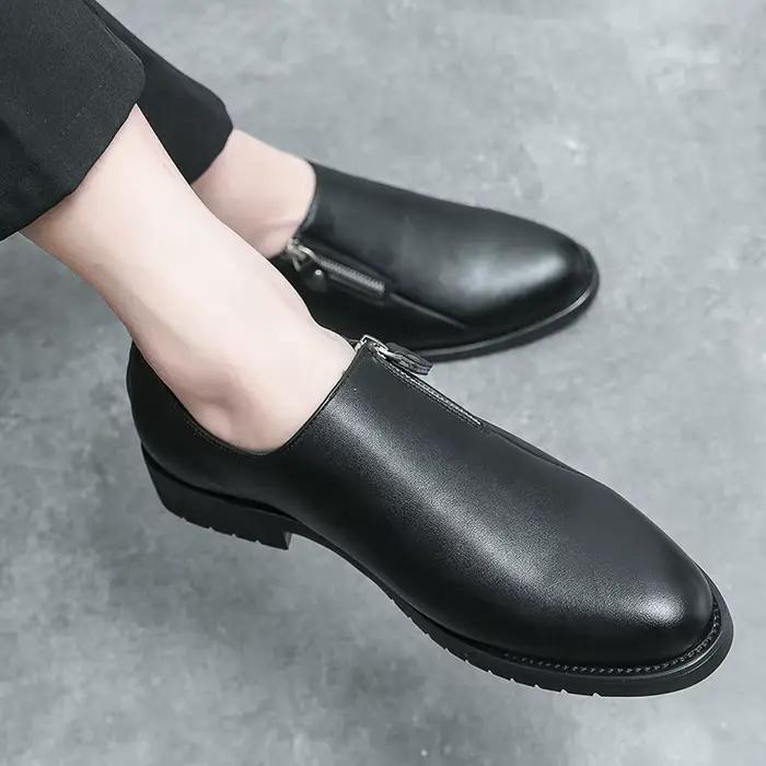Chaussures habillées en cuir noir et blanc pour hommes